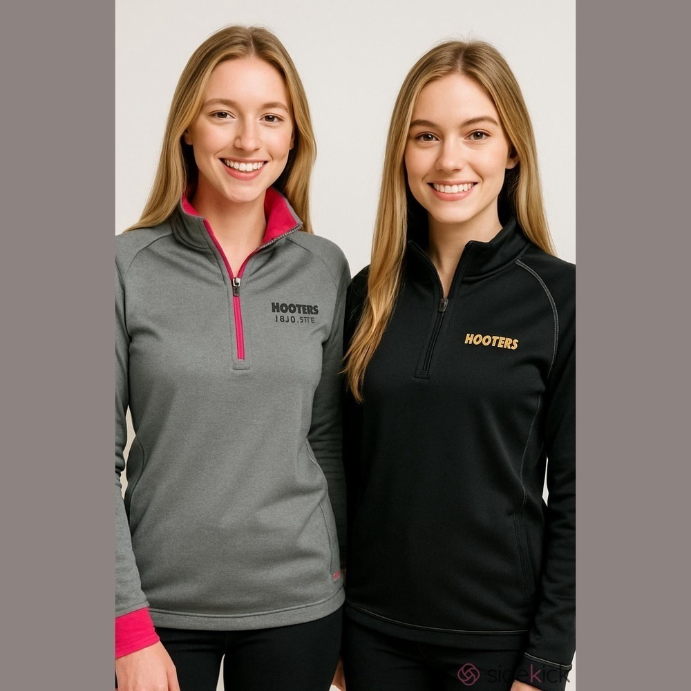 Nike Hooters Quarter Zip Track Jacket Gray Black Small Medium